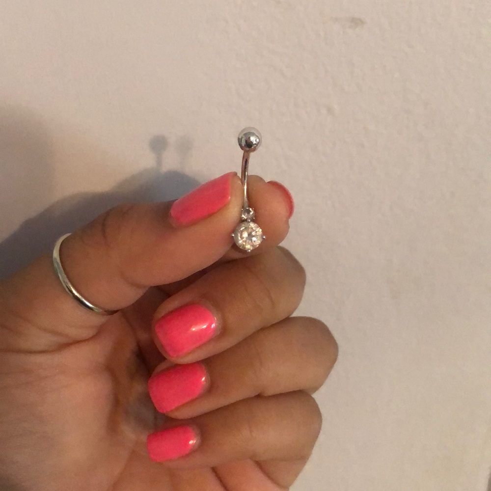 10k white gold bellybutton ring